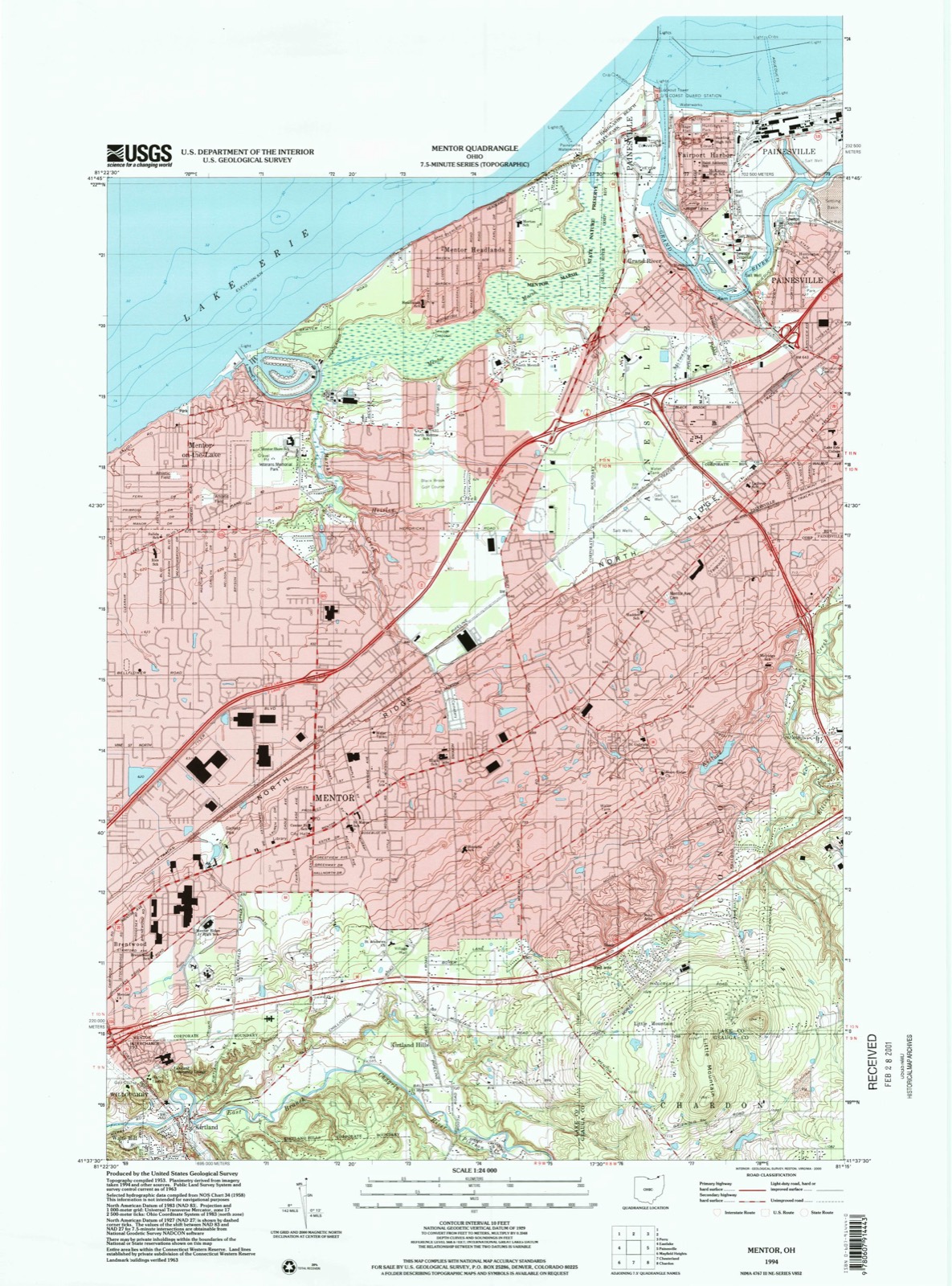 Topographic sheet of Grand River, surveyed 1994