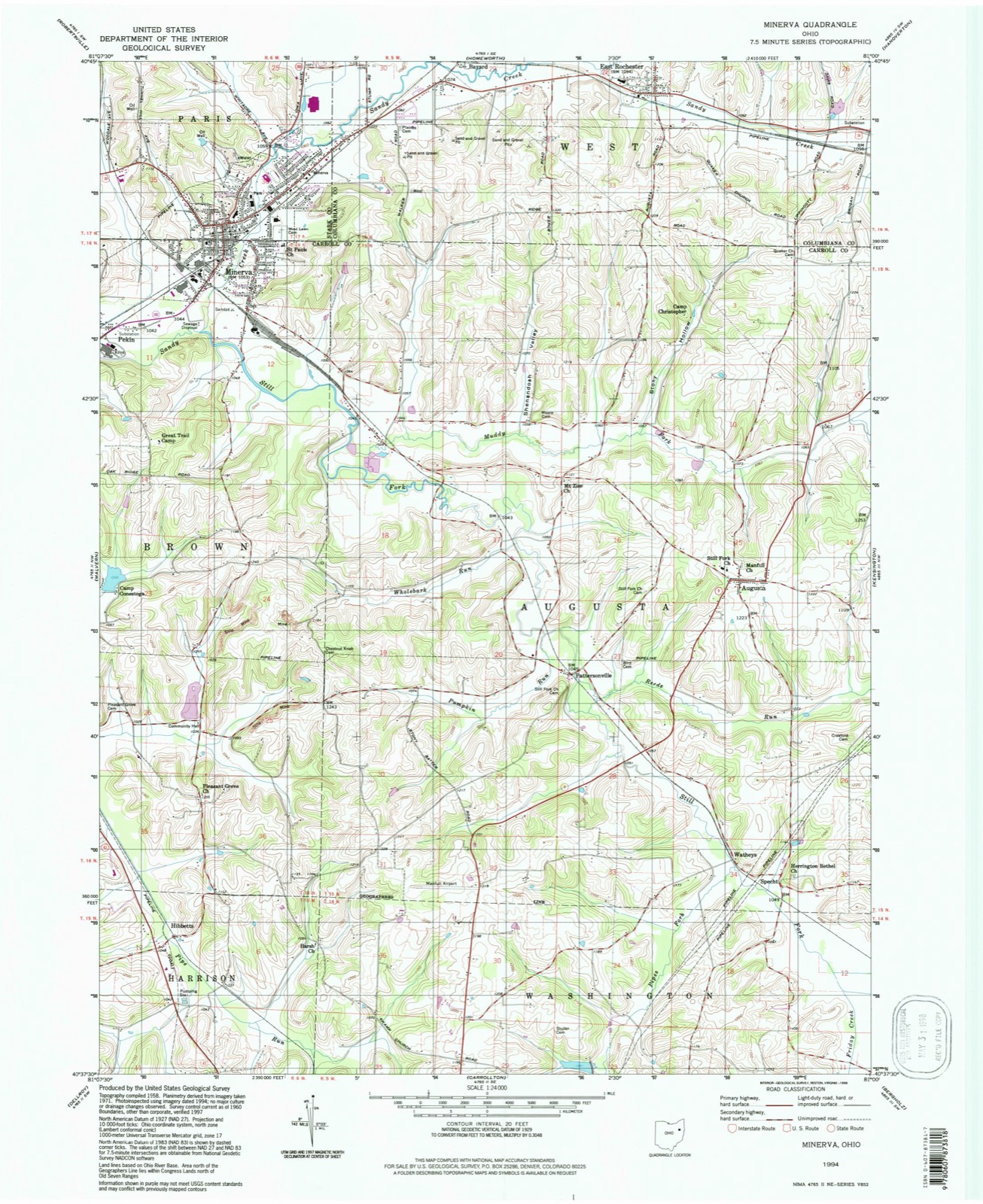 Topographic sheet of Hibbetts, surveyed 1994