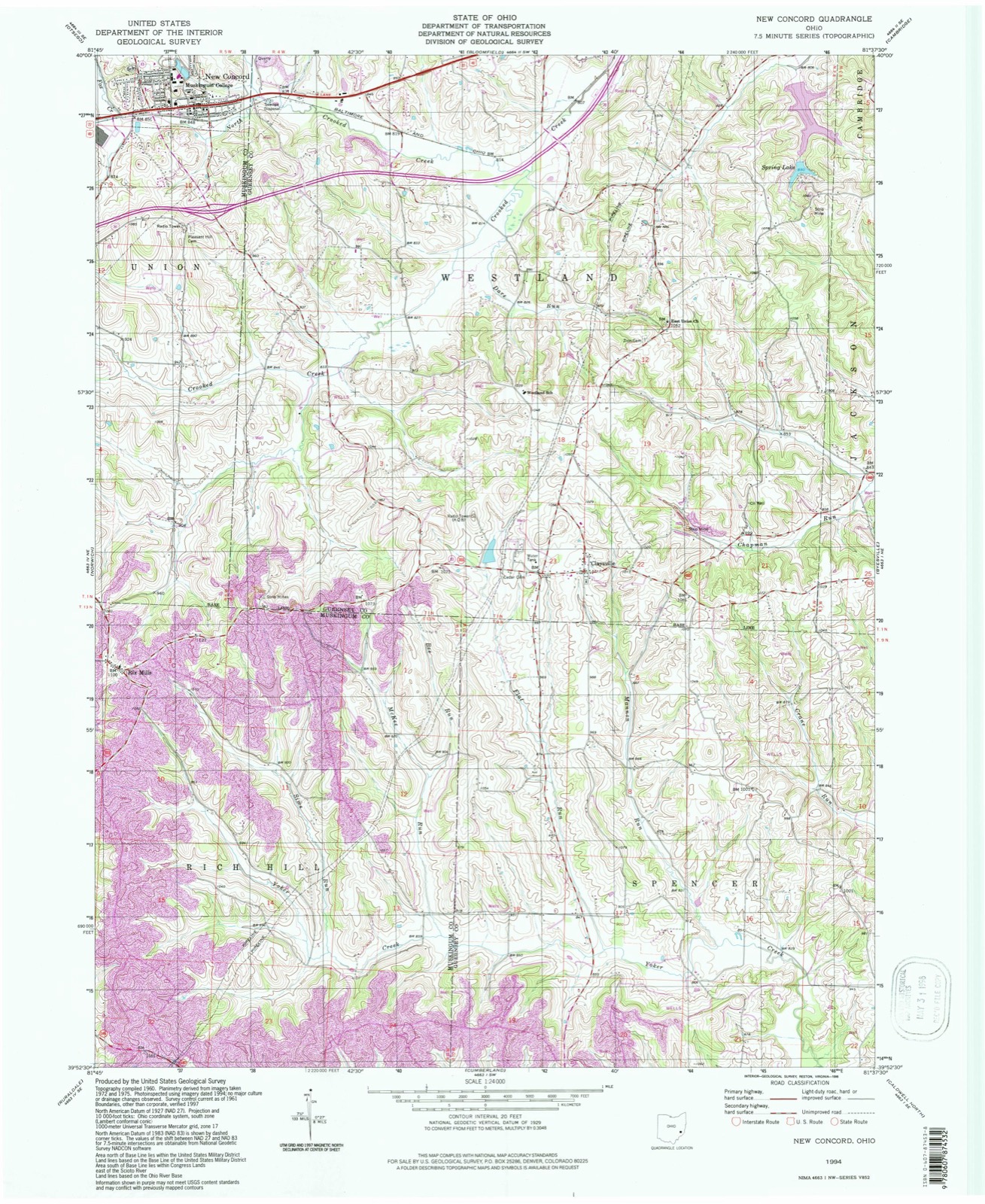 Topographic sheet of Colonial Heights, surveyed 1994