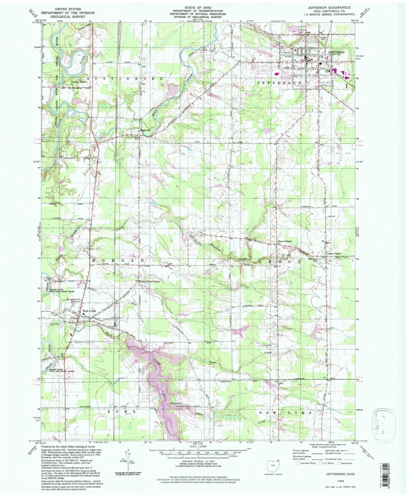 Topographic sheet of Eagleville, surveyed 1994