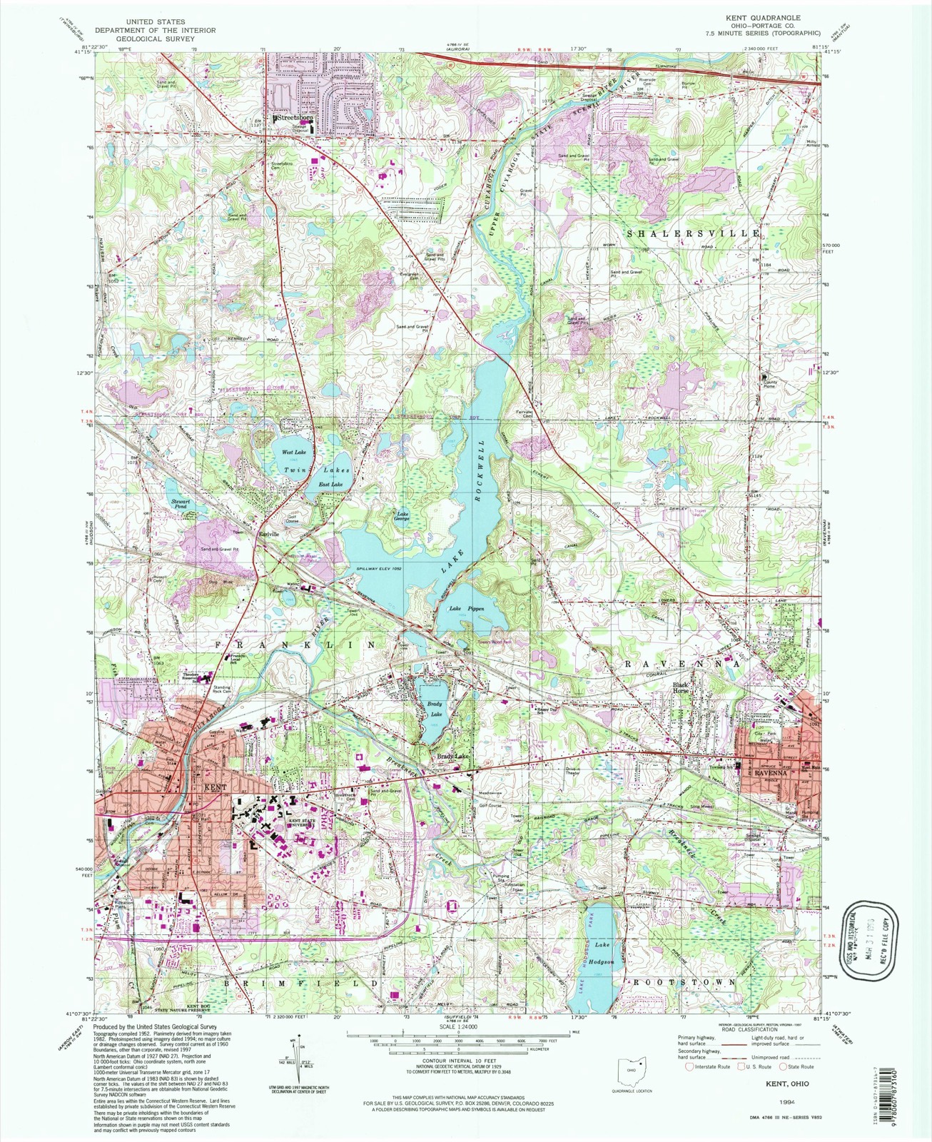 Topographic sheet of Kent, surveyed 1994