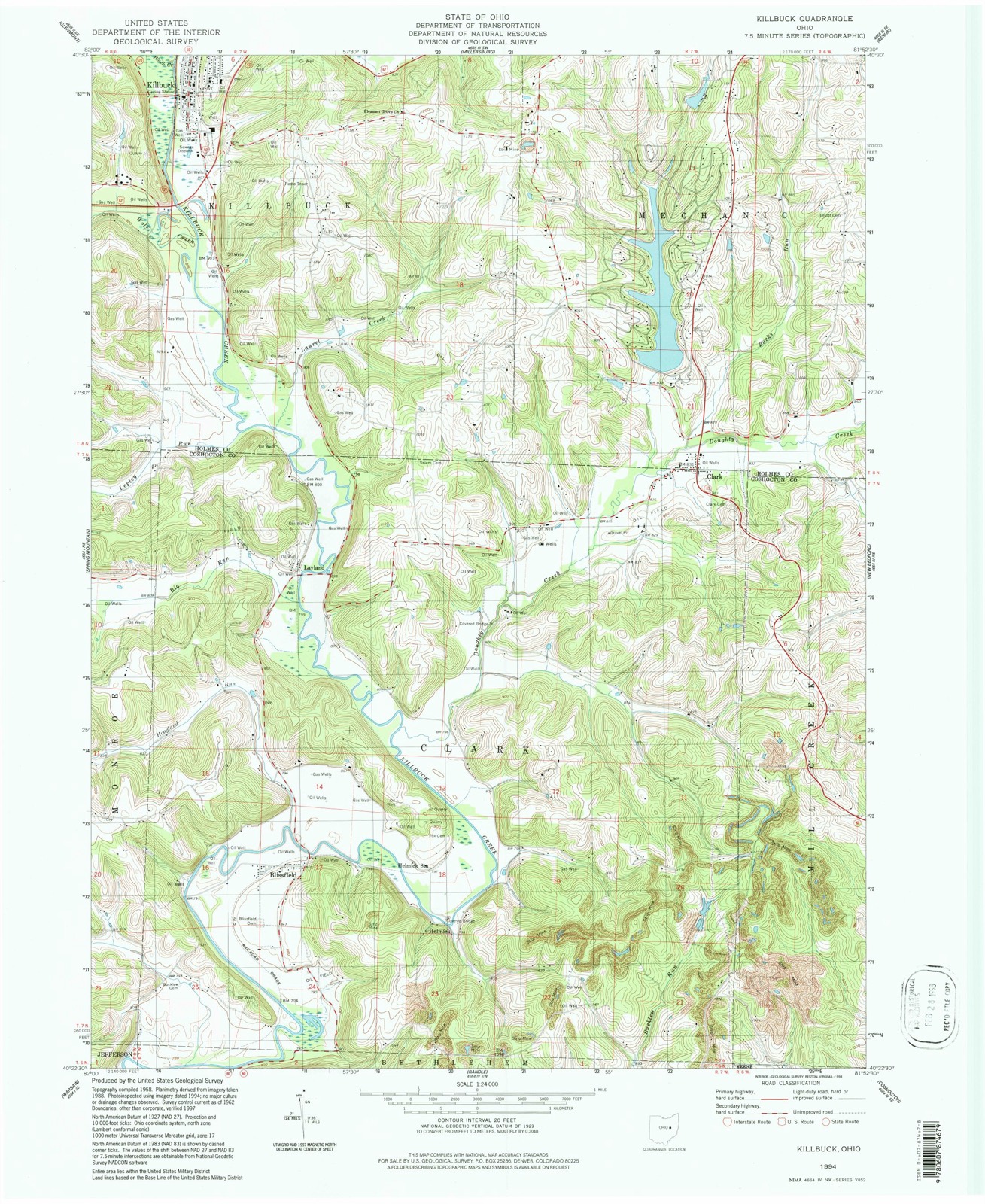 Topographic sheet of Layland, surveyed 1994