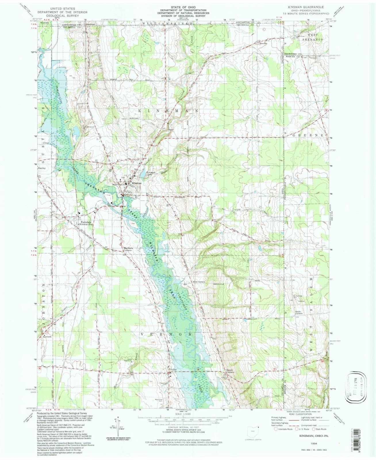 Topographic sheet of Stanhope, surveyed 1994
