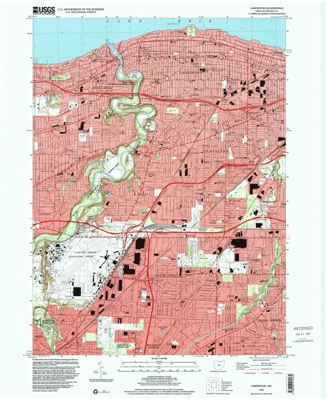 Topographic sheet of Brook Park, surveyed 1994