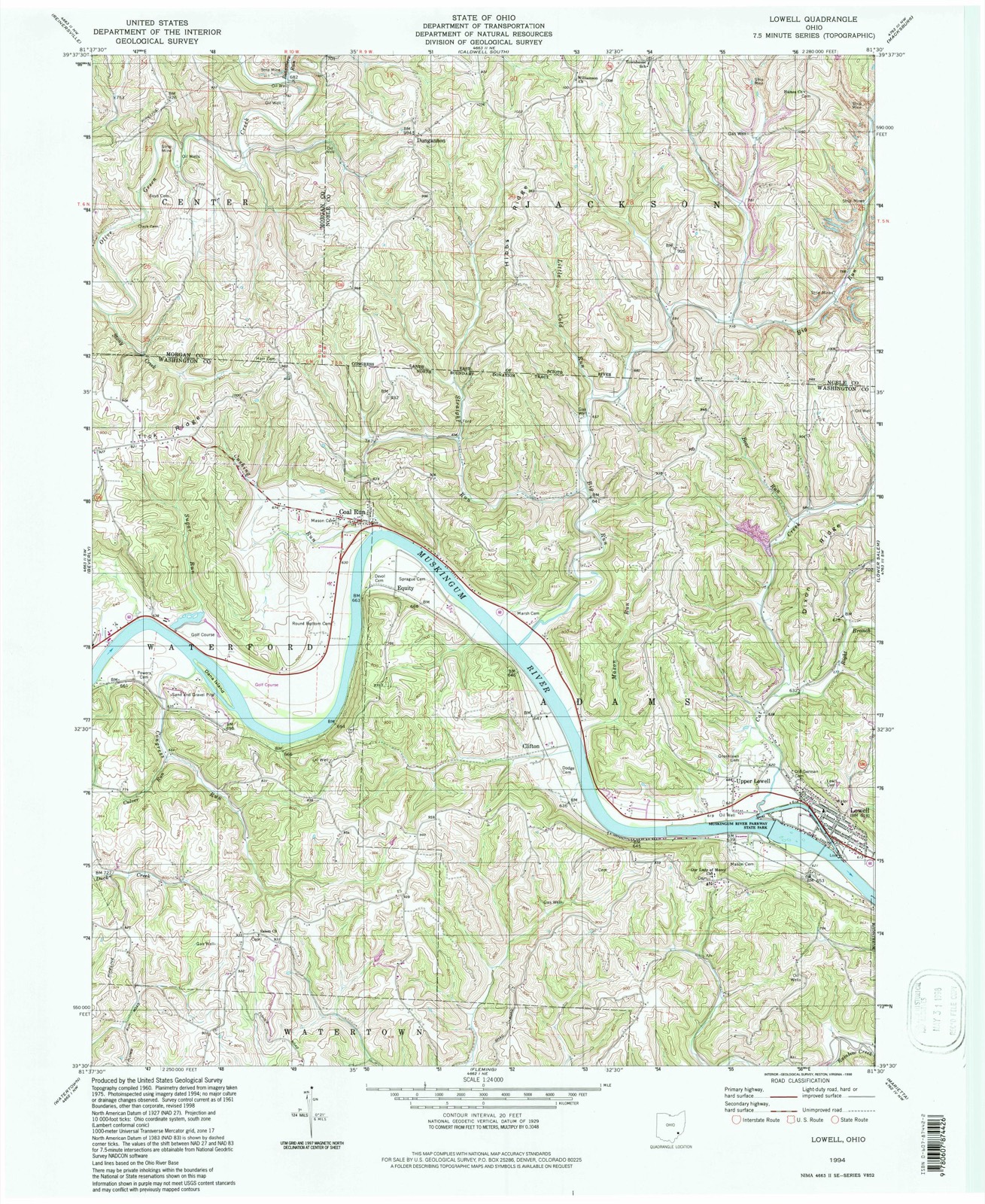 Topographic sheet of Lowell, surveyed 1994