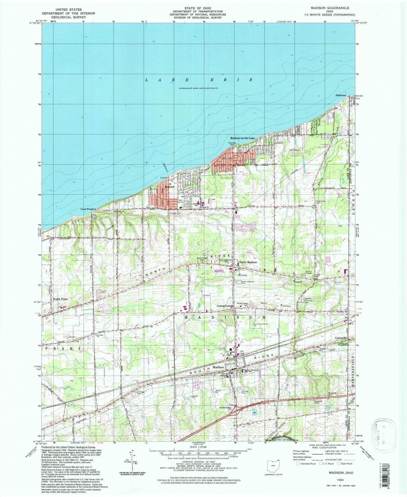 Topographic sheet of Madison, surveyed 1994