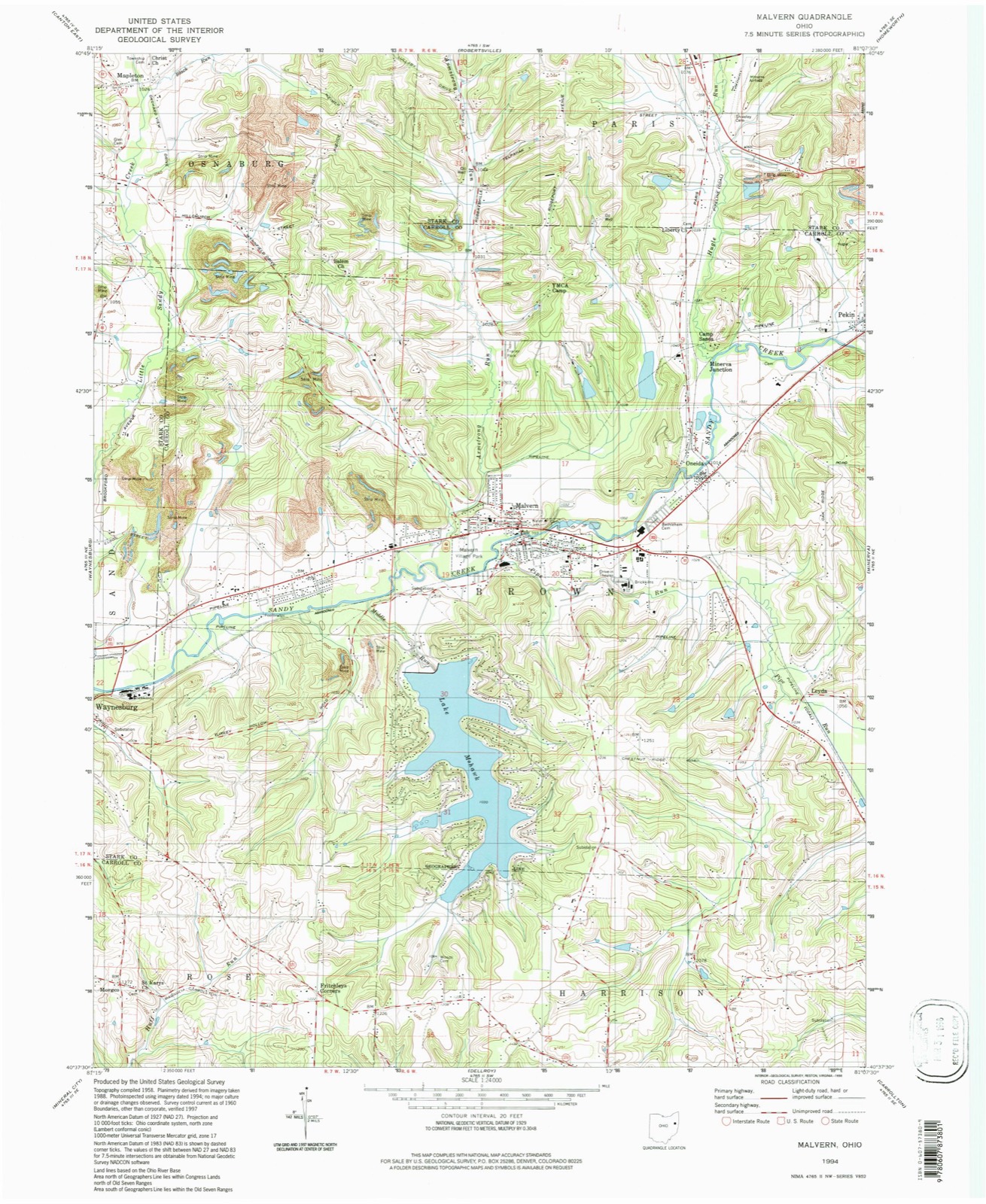 Topographic sheet of Malvern, surveyed 1994