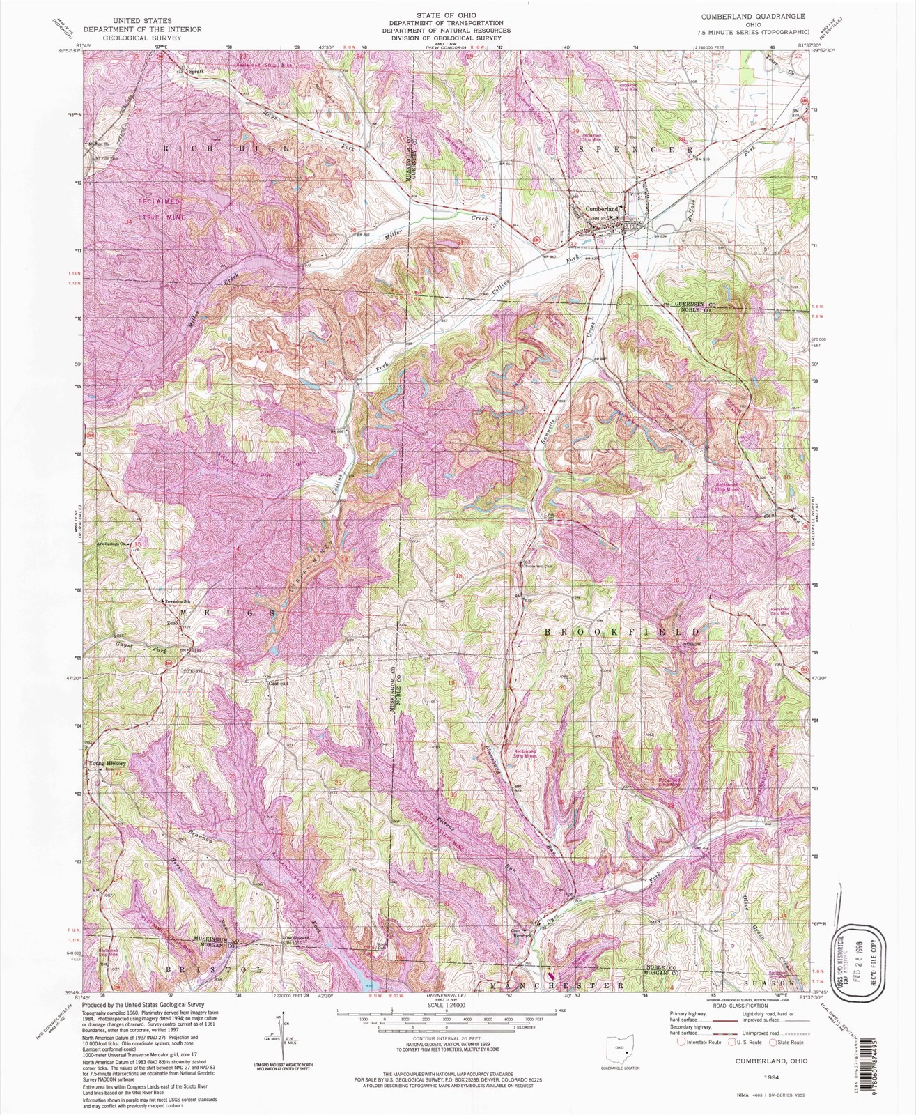 Topographic sheet of Cumberland, surveyed 1994