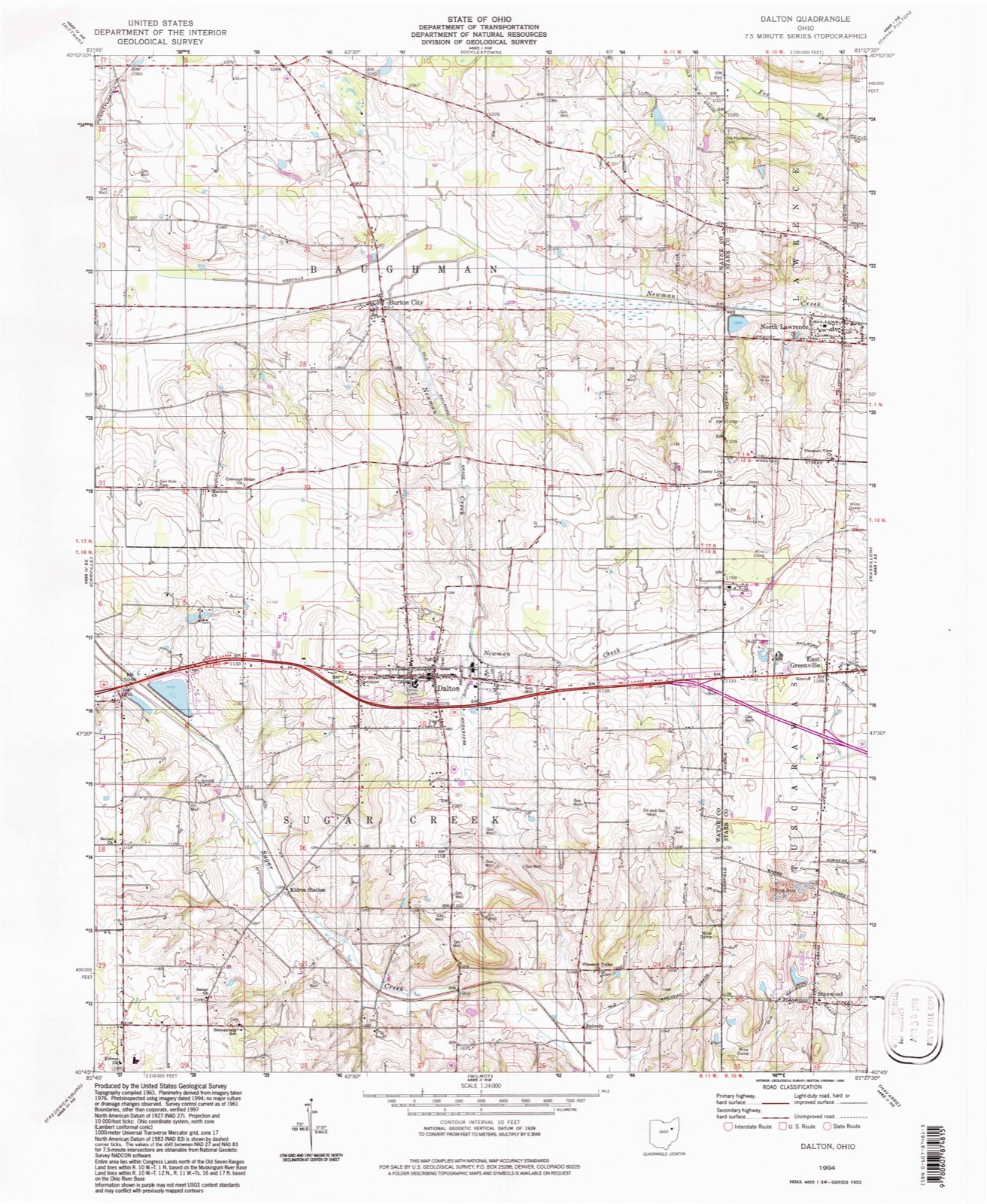 Topographic sheet of Dalton, surveyed 1994