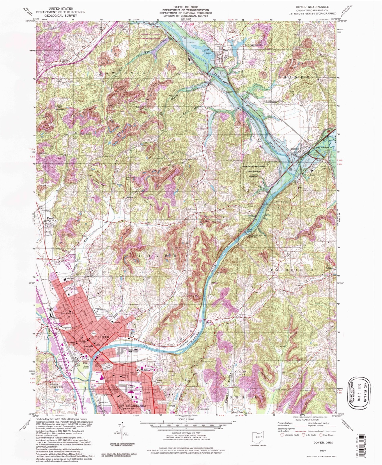 Topographic sheet of Dover, surveyed 1994