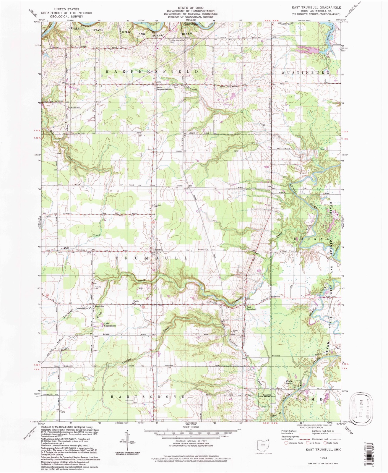 Topographic sheet of Barnes Corners (historical), surveyed 1994
