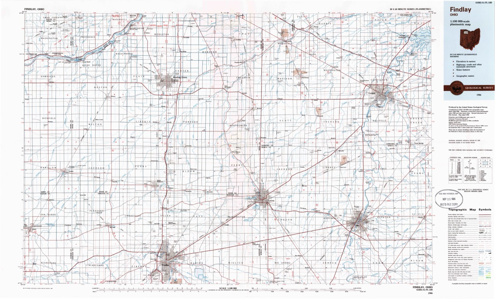 Topographic sheet of Upton, surveyed 1986