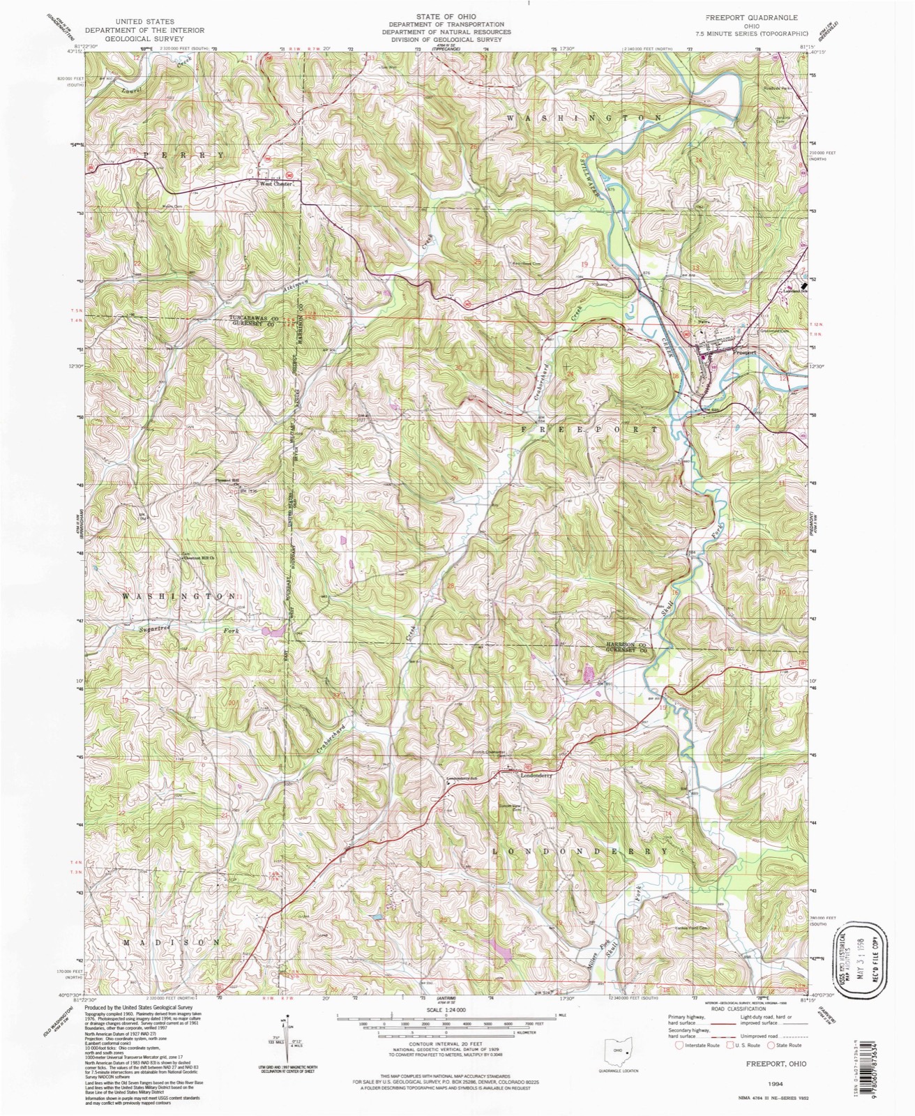 Topographic sheet of Londonderry, surveyed 1994
