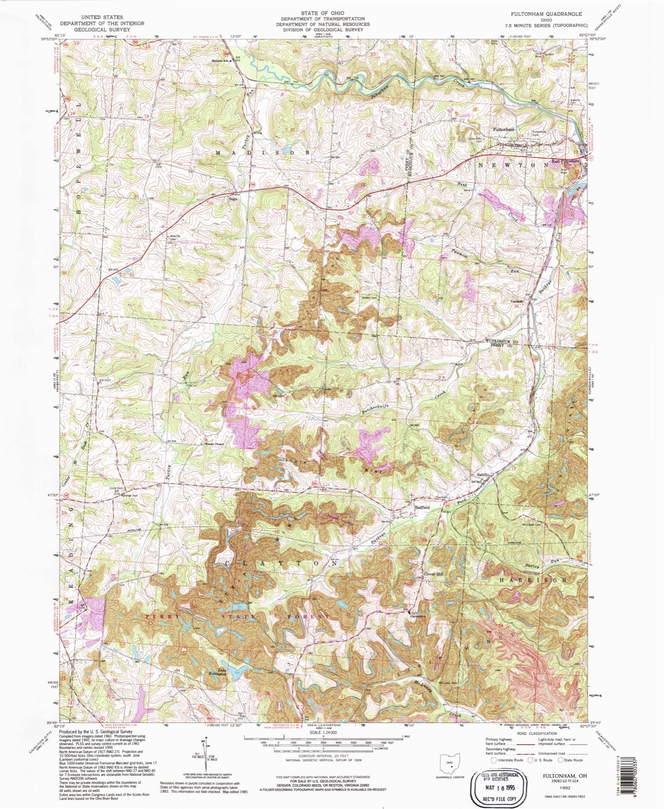 Topographic sheet of Clover Hill, surveyed 1992