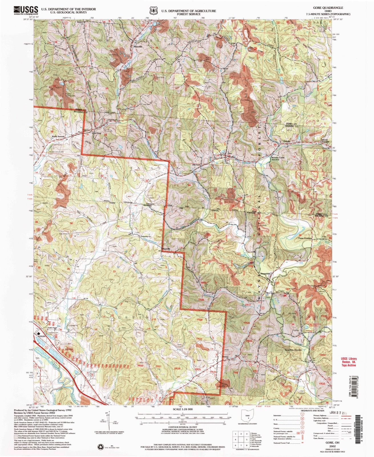 Topographic sheet of Maxville, surveyed 2002
