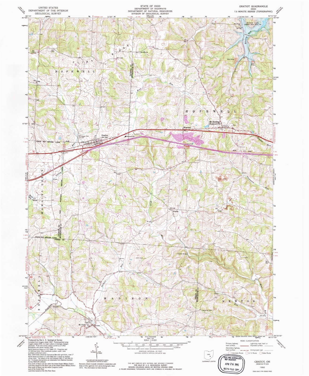Topographic sheet of Wesley, surveyed 1992