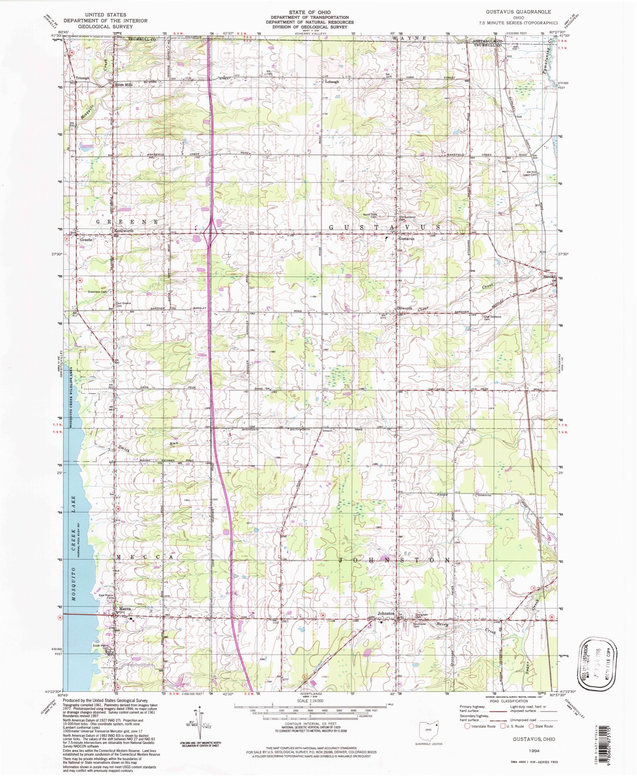 Topographic sheet of Greene, surveyed 1994