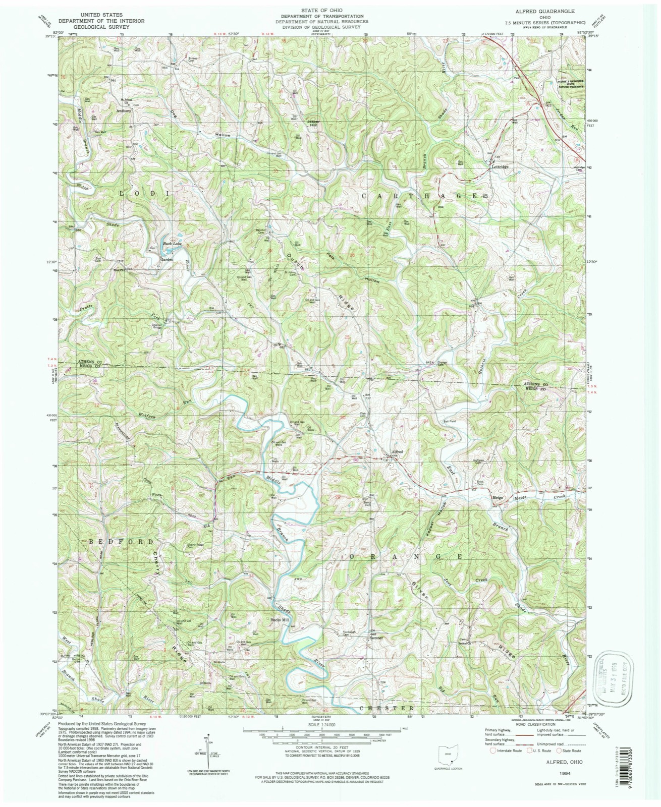 Topographic sheet of Alfred, surveyed 1994
