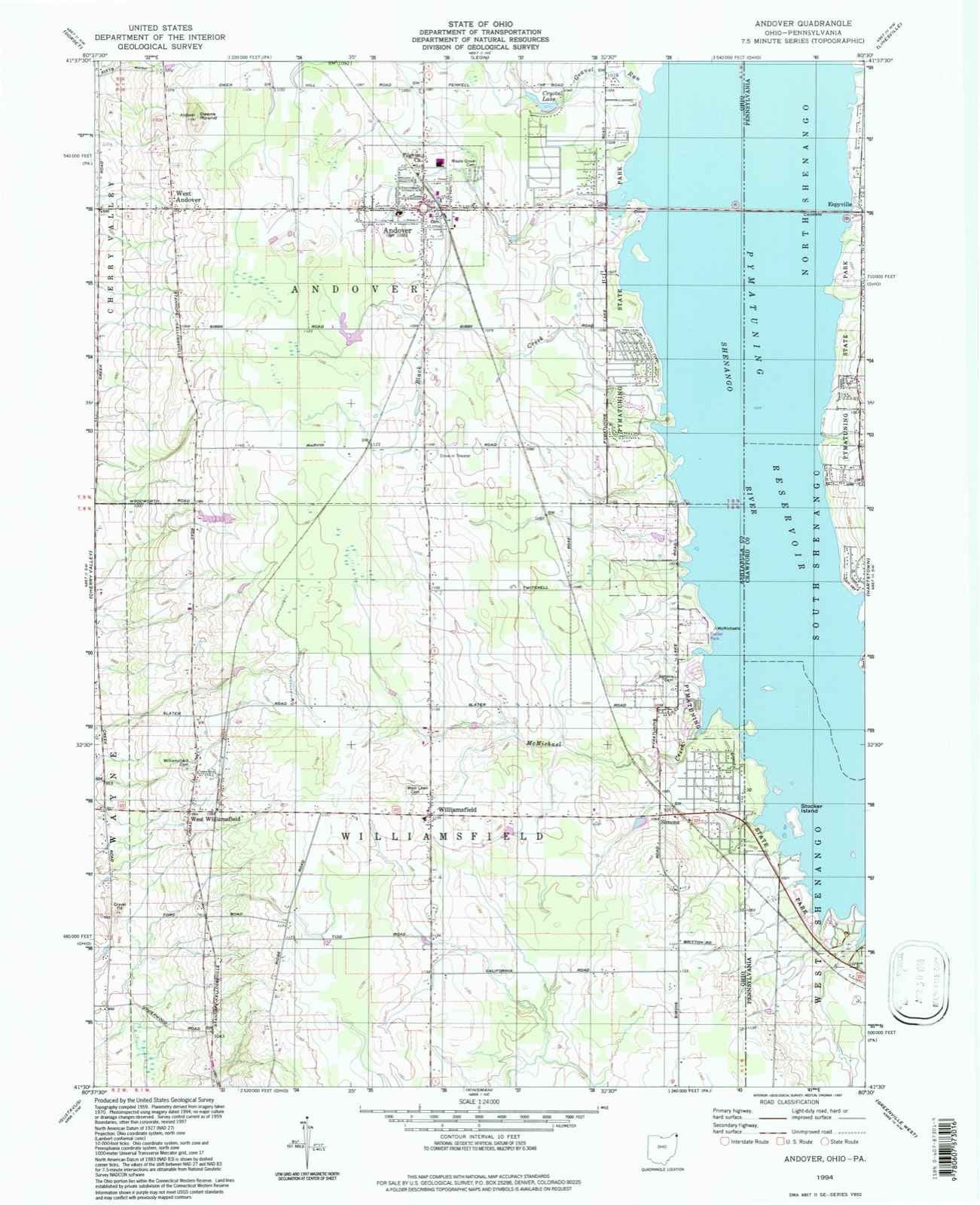 Topographic sheet of Simons, surveyed 1994