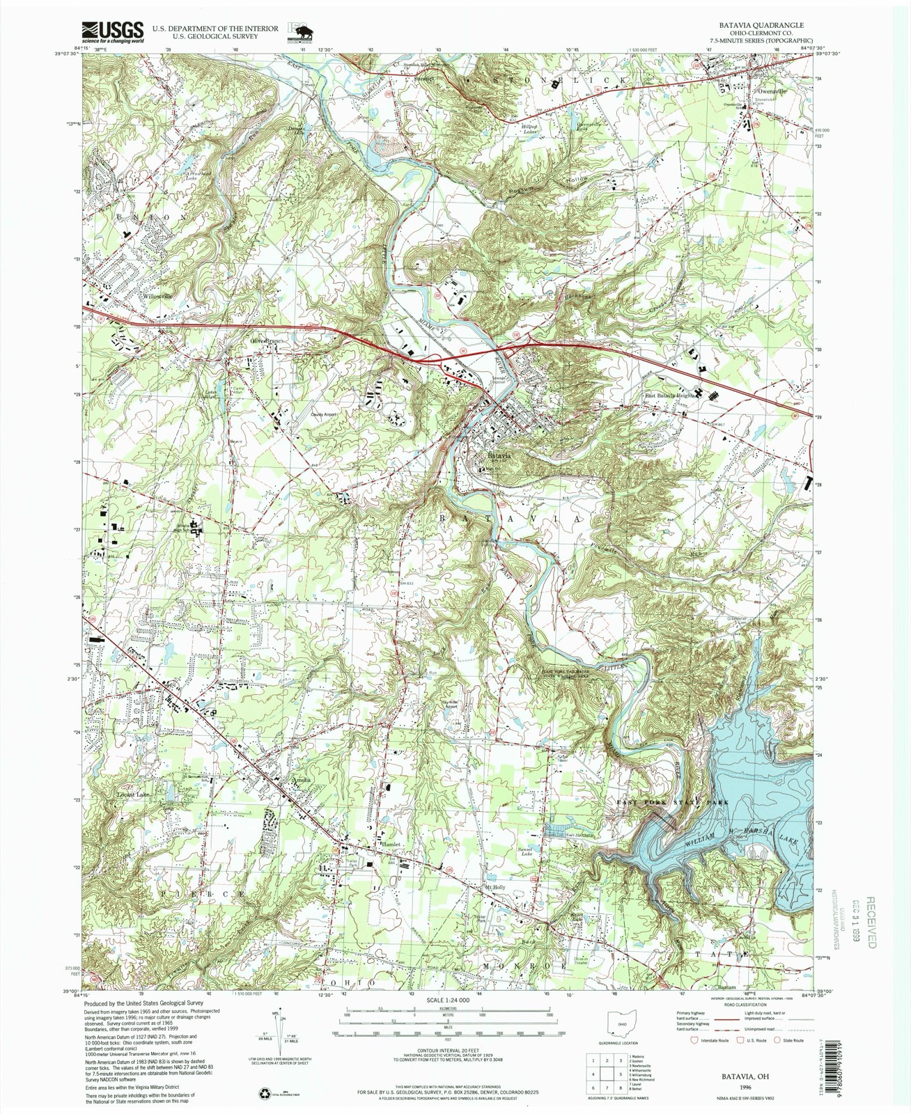 Topographic sheet of Batavia, surveyed 1996
