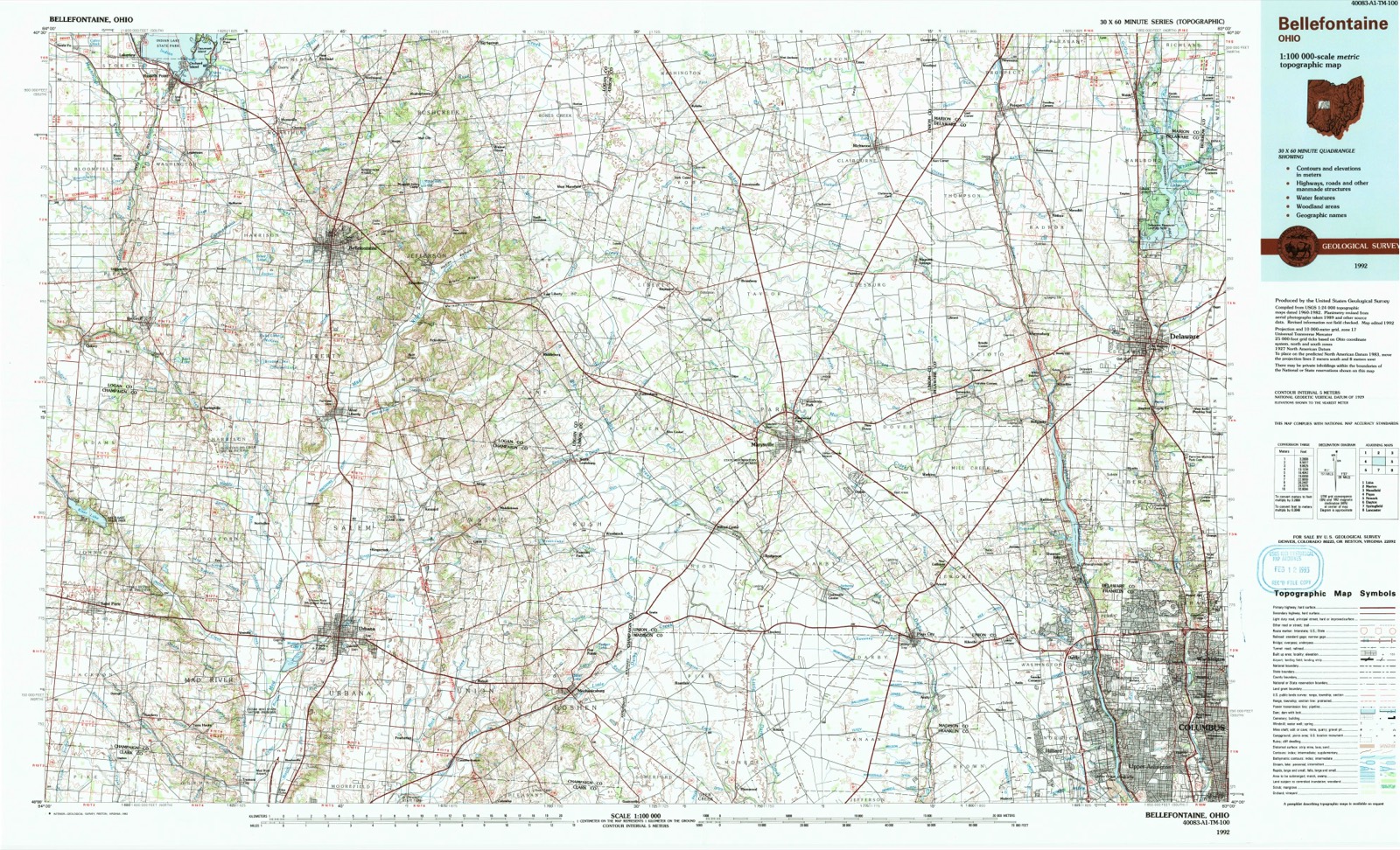 Topographic sheet of Arnold, surveyed 1992