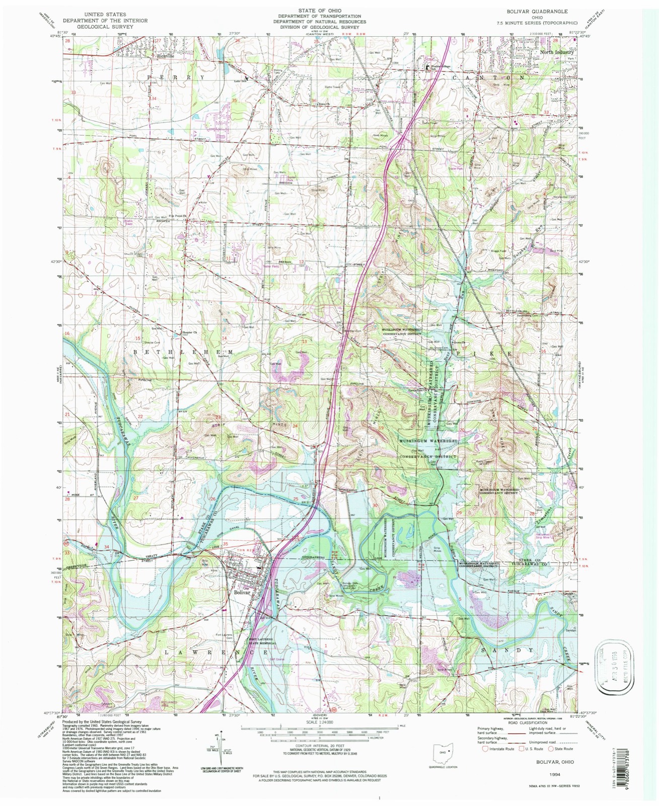 Topographic sheet of Knights Crossing, surveyed 1994