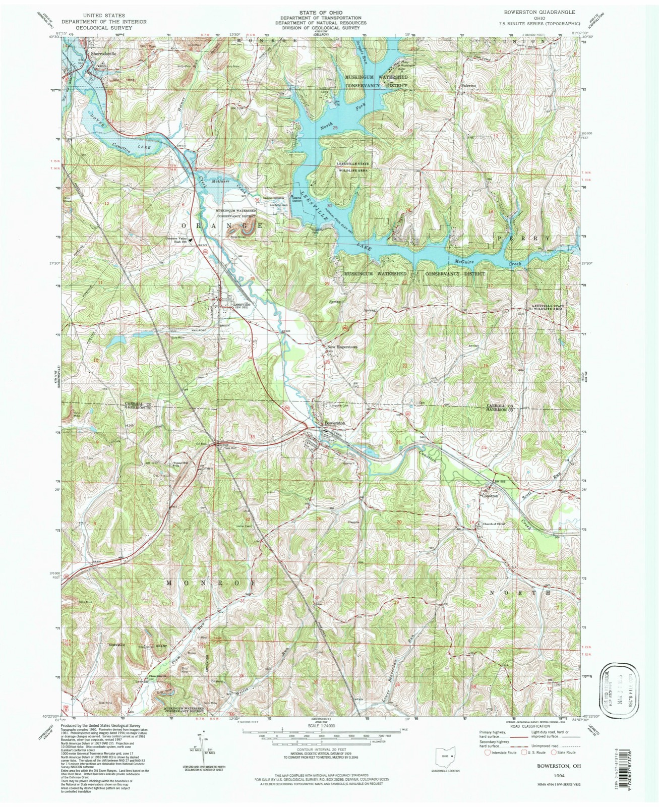 Topographic sheet of Leesville, surveyed 1994