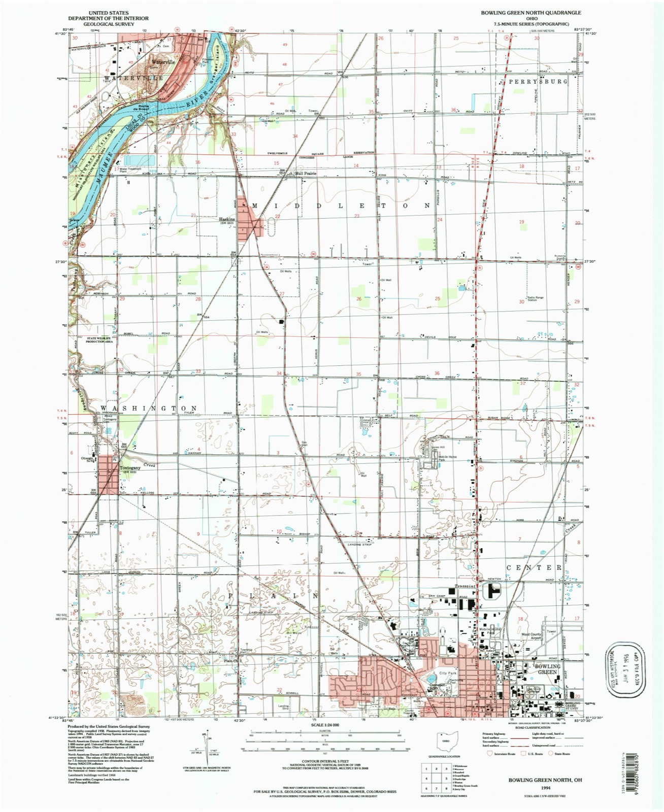 Topographic sheet of Hull Prairie, surveyed 1994