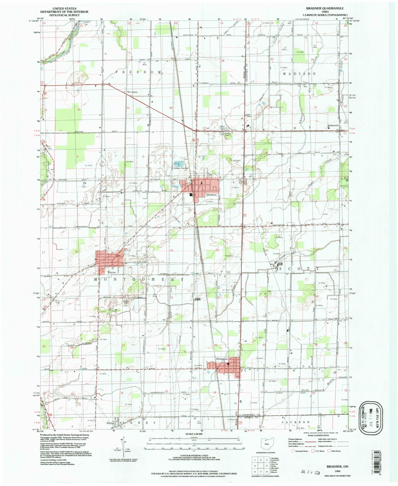 Topographic sheet of Woodside, surveyed 1994