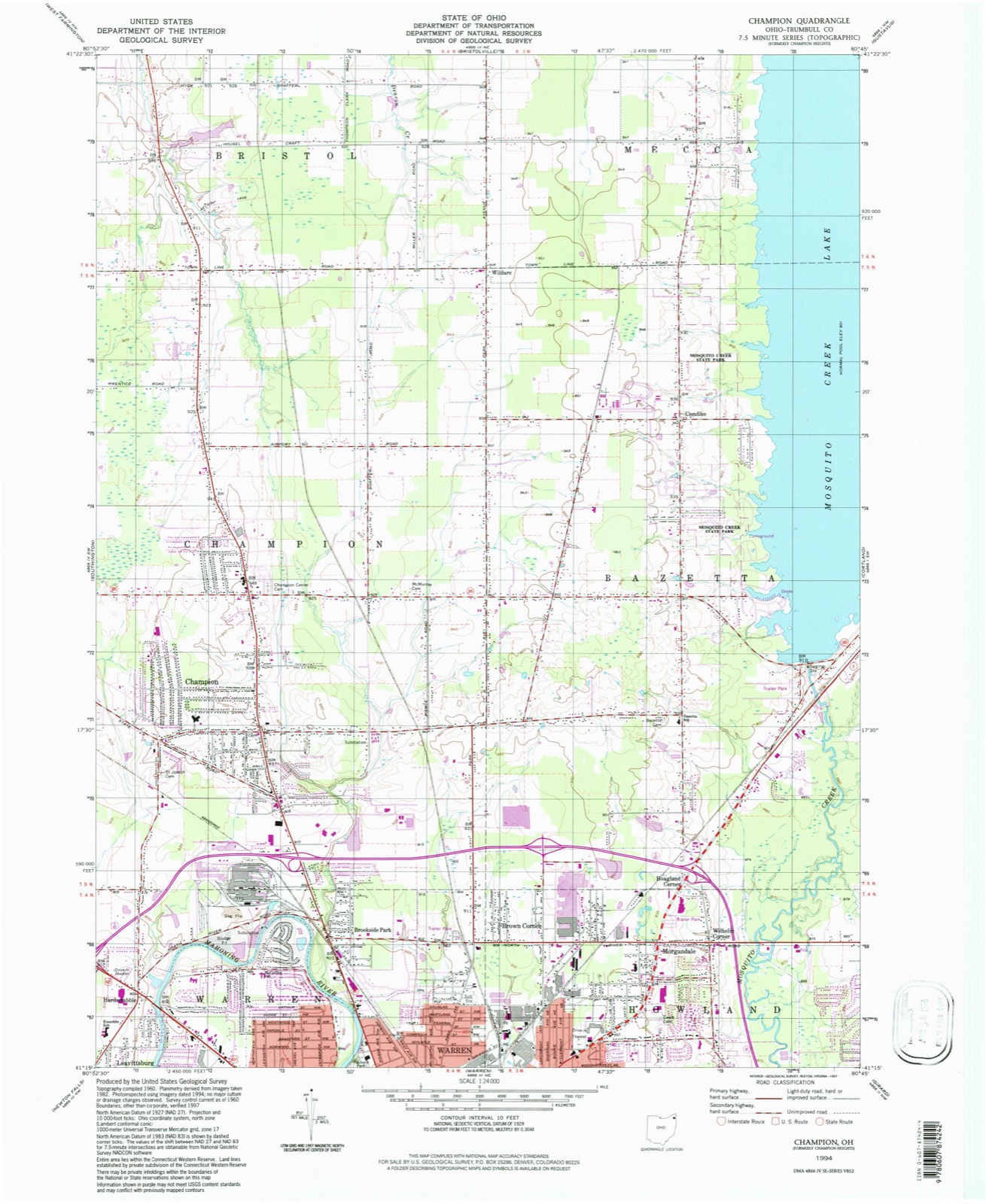 Topographic sheet of Morgandale, surveyed 1994