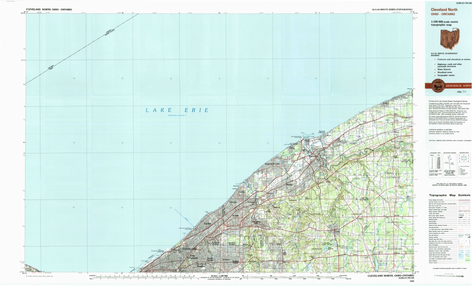 Topographic sheet of Chardon, surveyed 1994