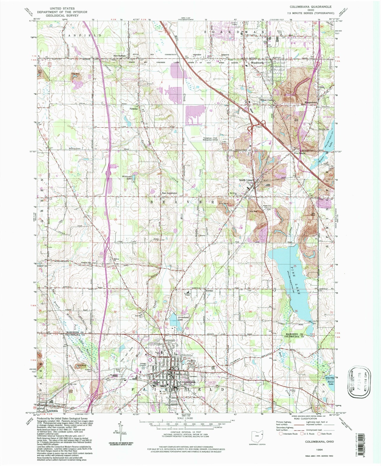 Topographic sheet of Southern Terrace Park, surveyed 1994