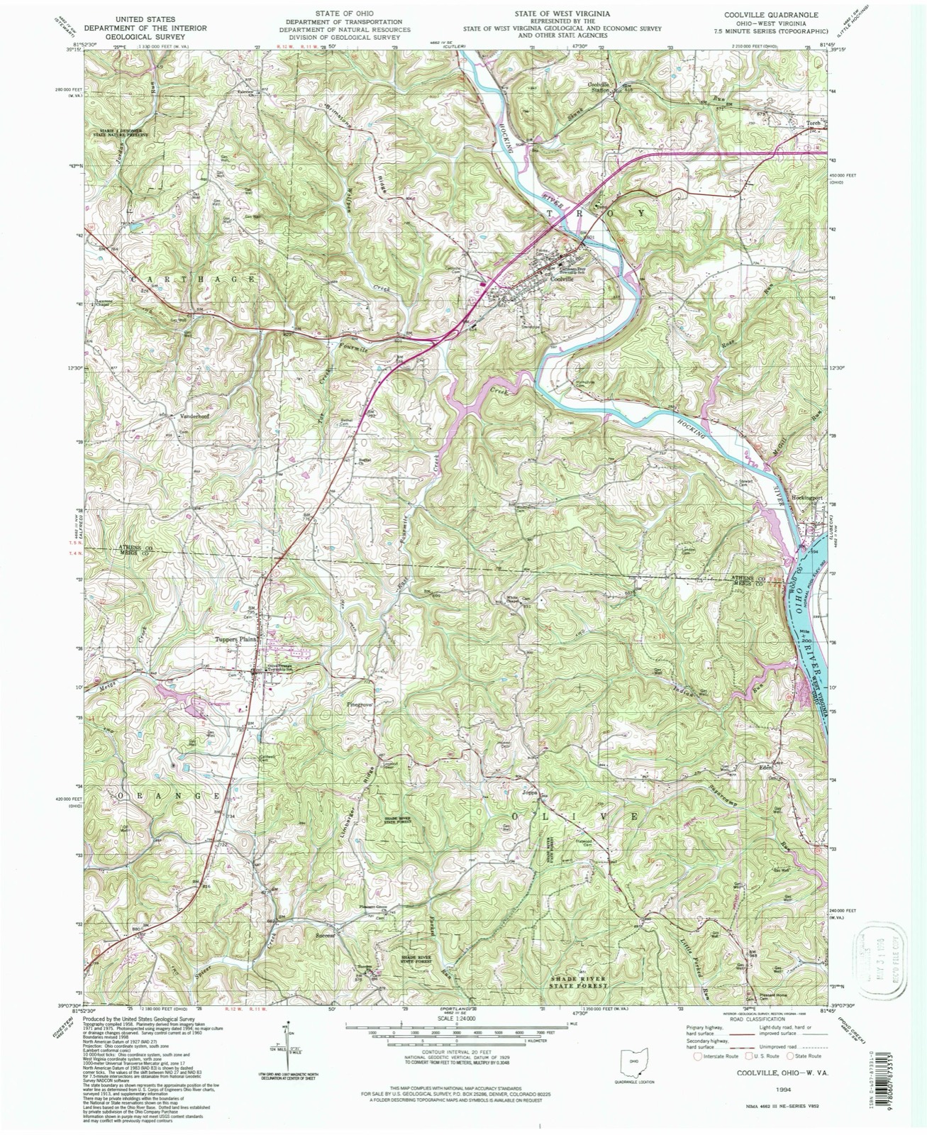 Topographic sheet of Vanderhoof, surveyed 1994