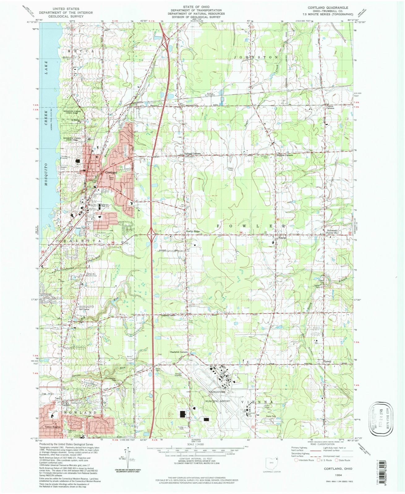 Topographic sheet of Fowler, surveyed 1994