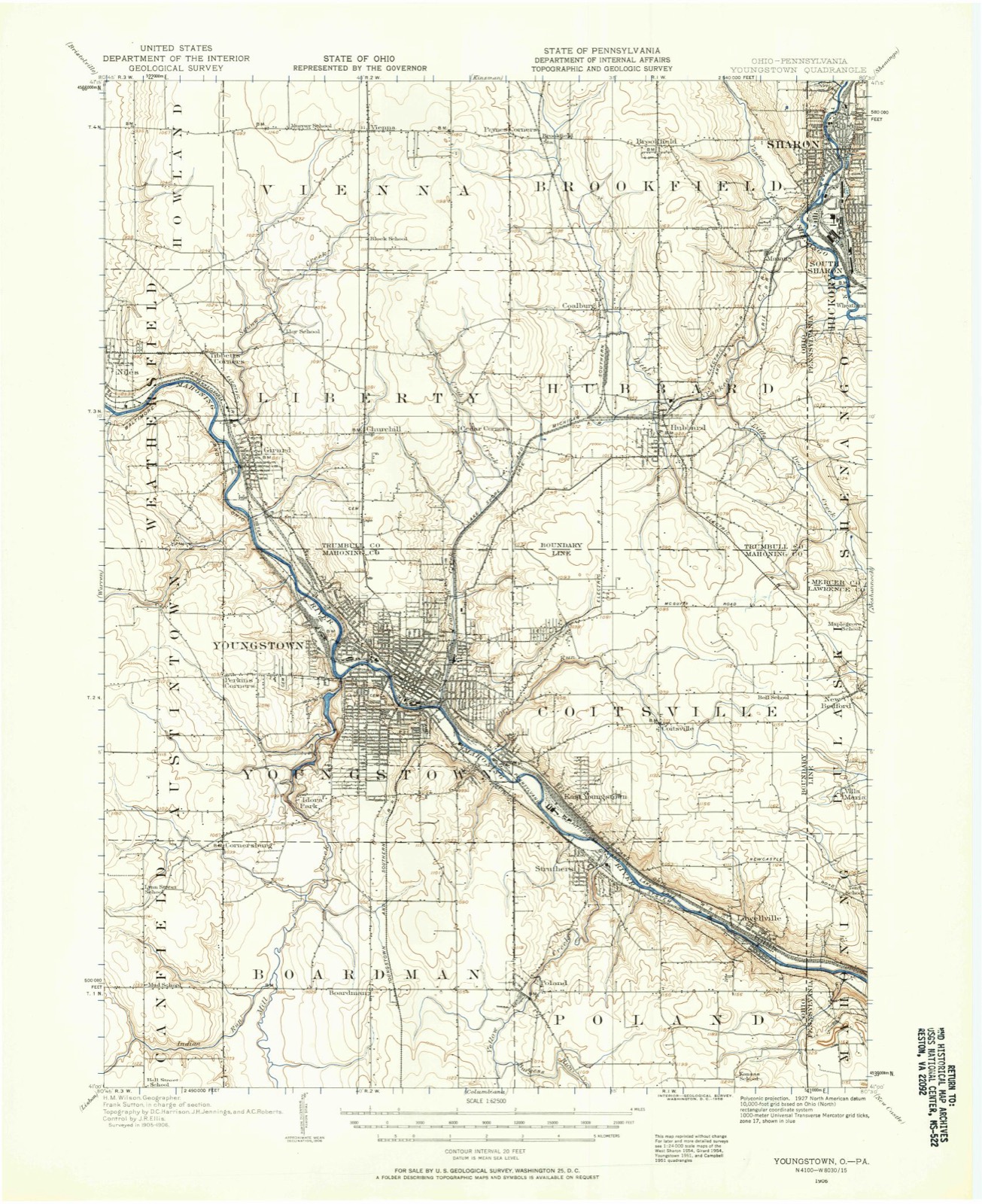 Topographic sheet of Campbell, surveyed 1906