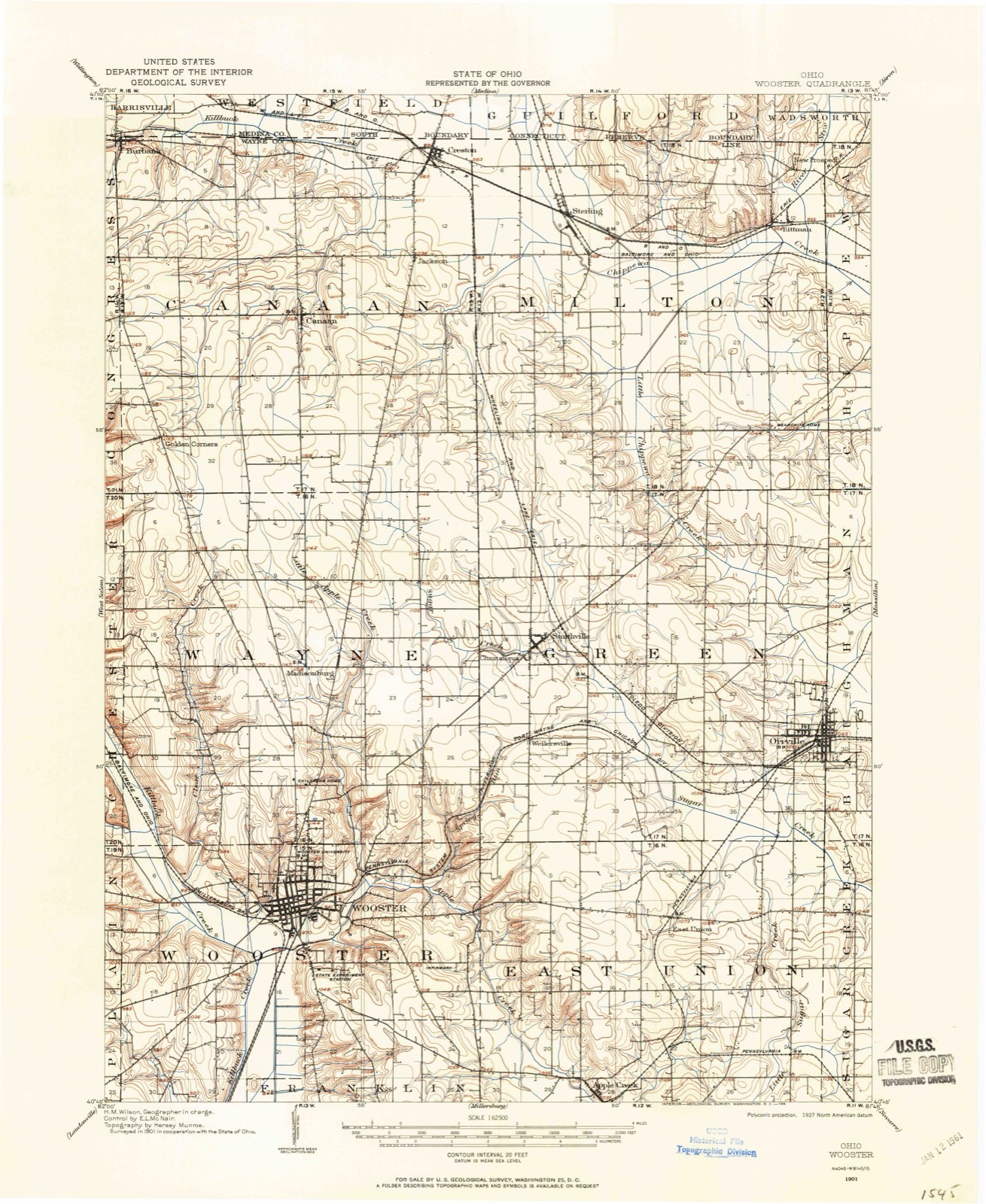 Topographic sheet of Creston, surveyed 1901