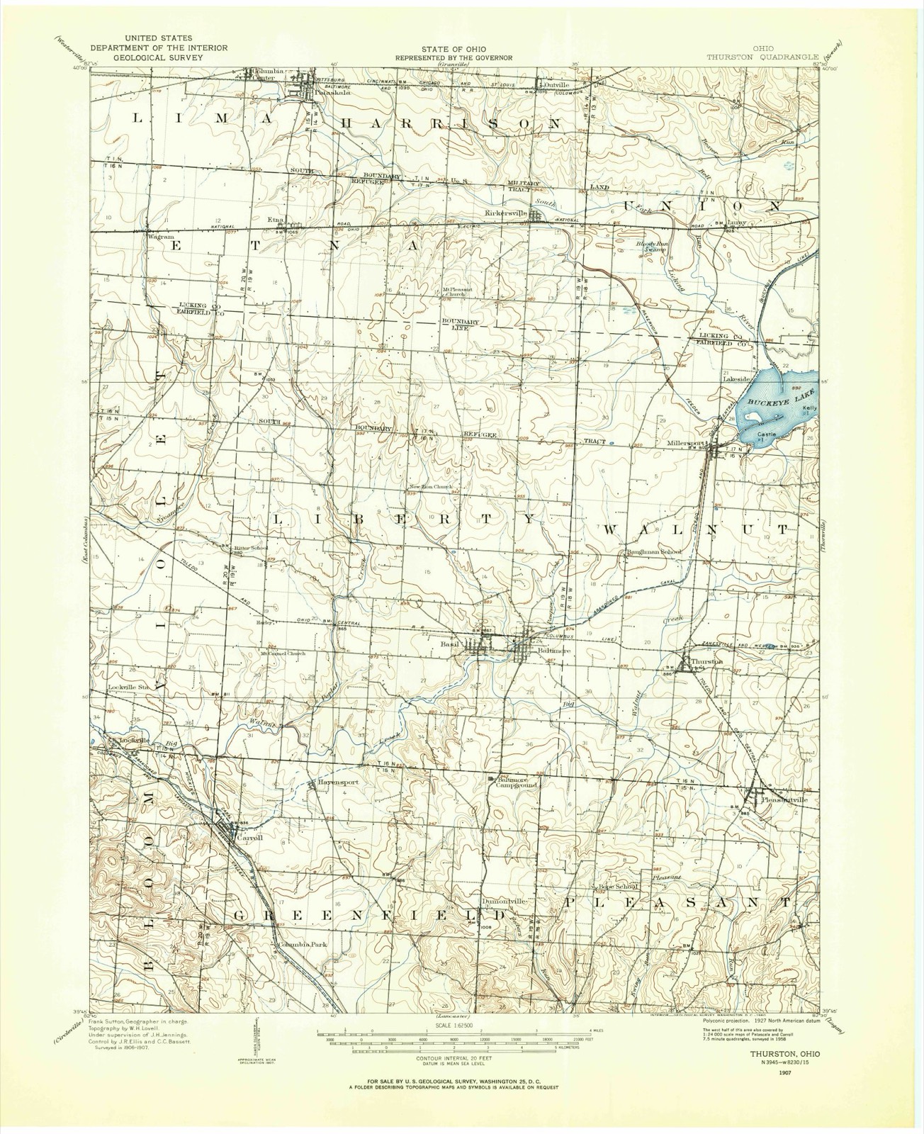 Topographic sheet of Carroll, surveyed 1907