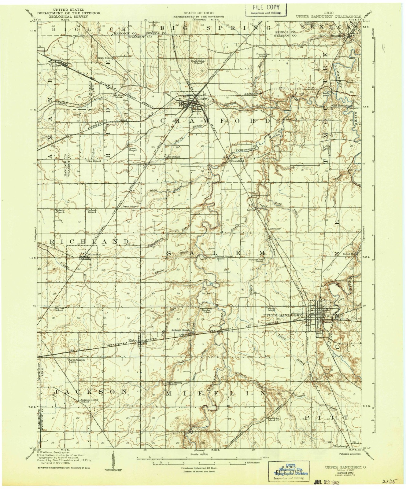 Topographic sheet of Carey, surveyed 1907