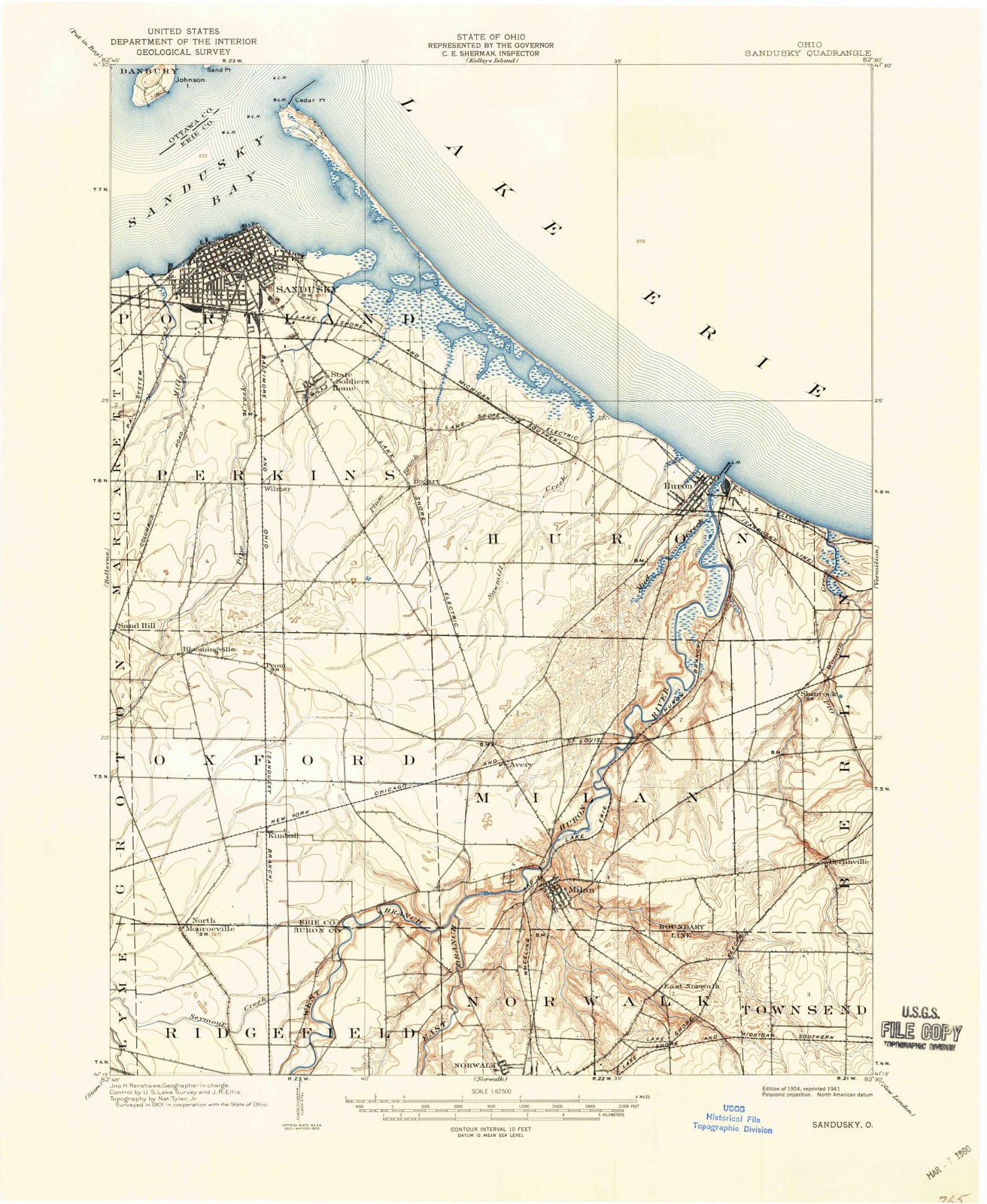 Topographic sheet of East Norwalk, surveyed 1904