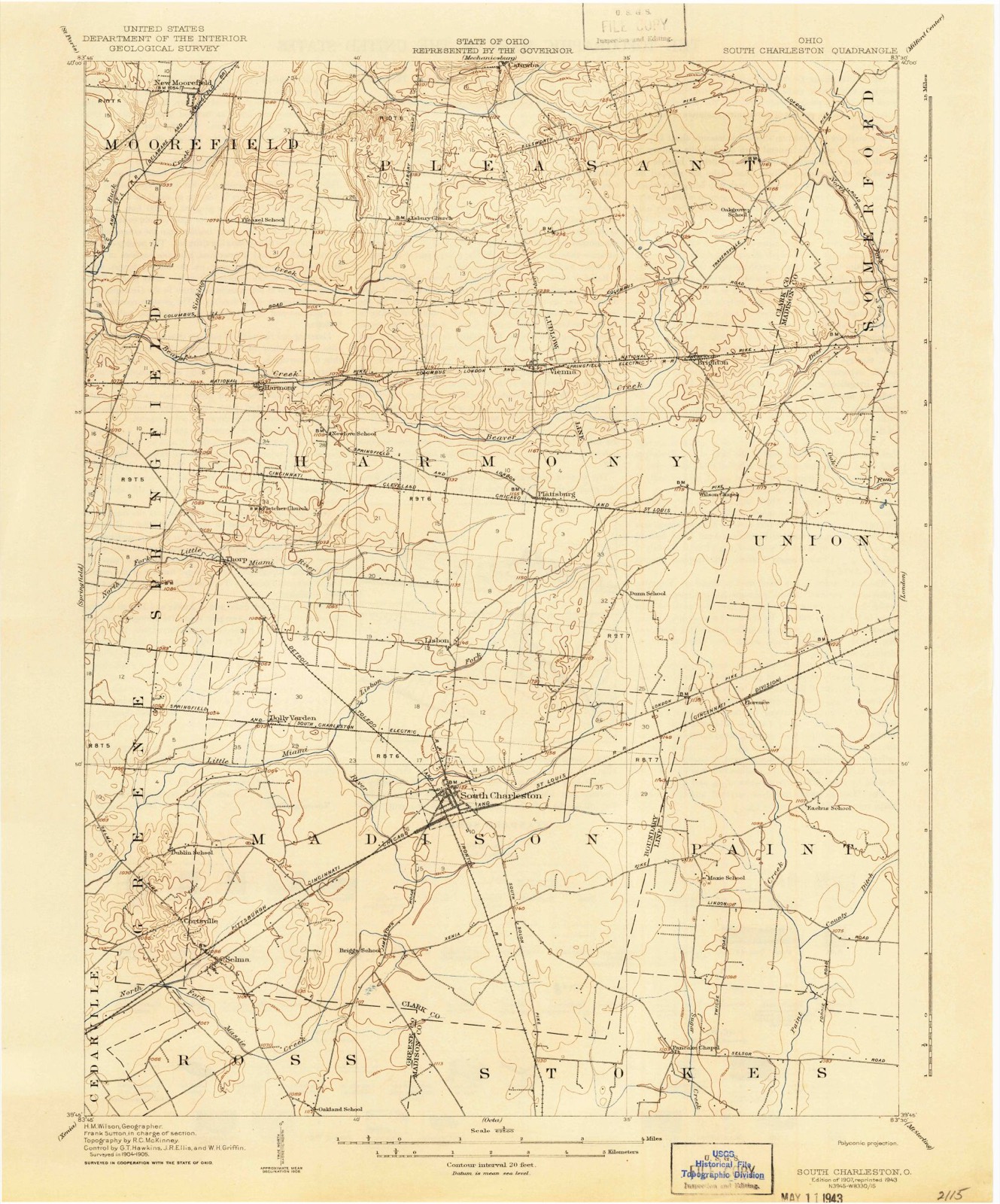 Topographic sheet of Brighton, surveyed 1907