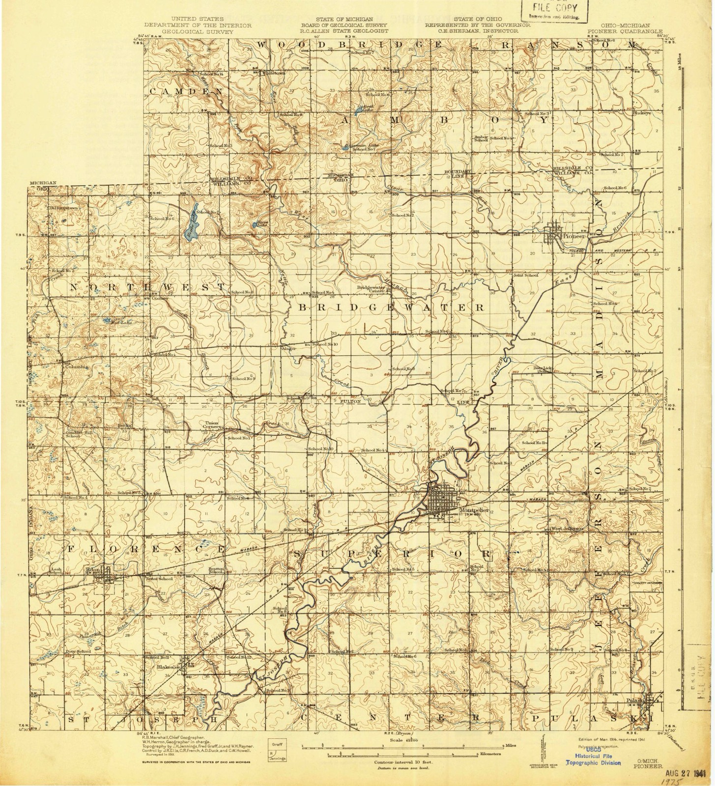Topographic sheet of Blakeslee, surveyed 1914