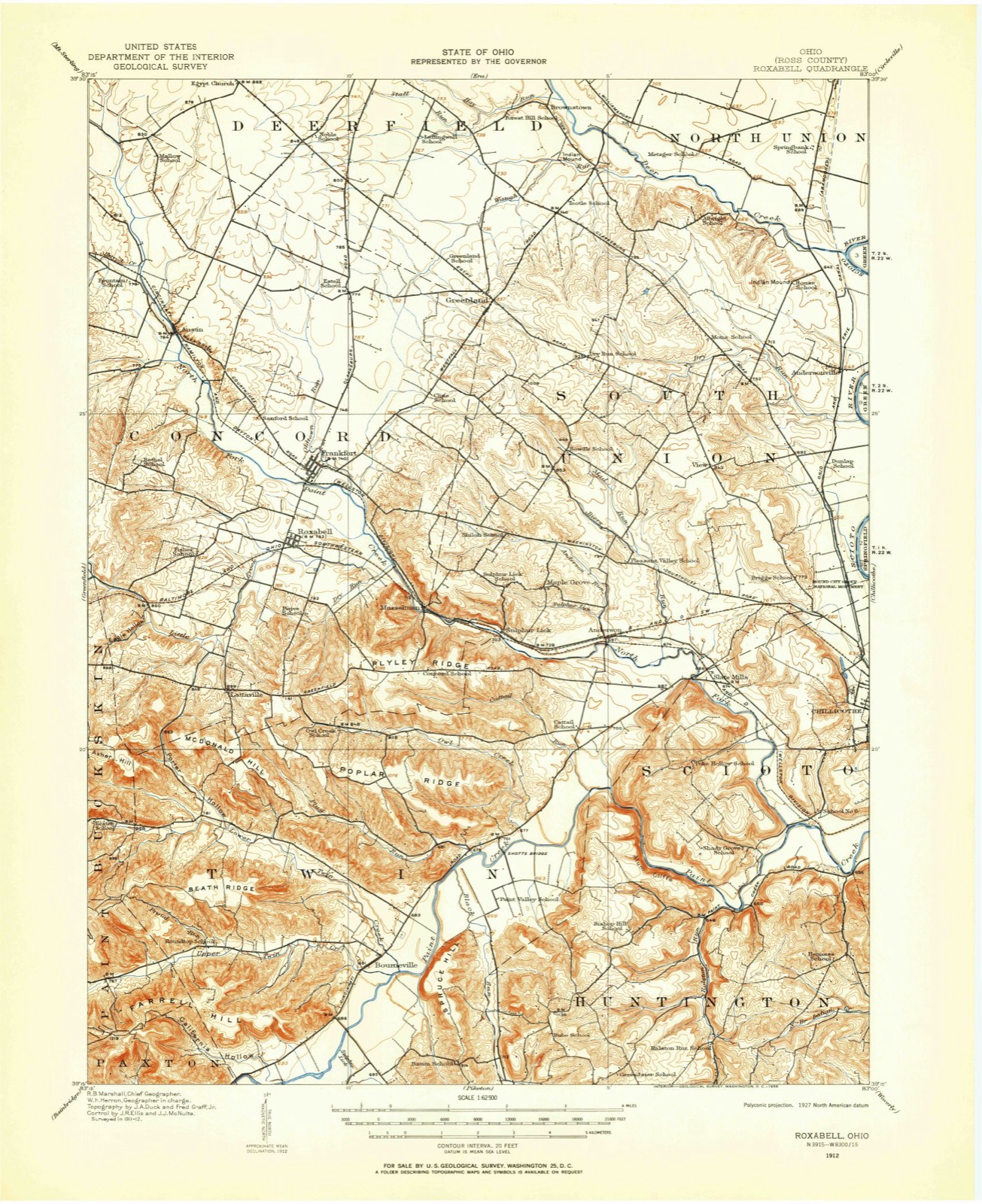 Topographic sheet of Anderson, surveyed 1912