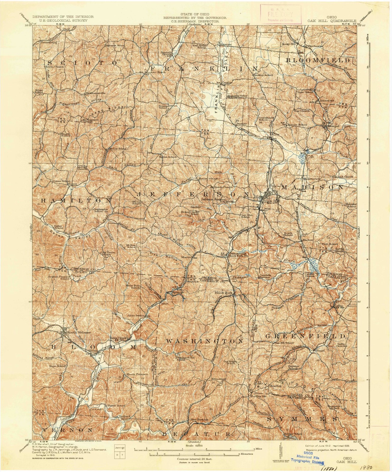 Topographic sheet of Bloom Junction, surveyed 1912