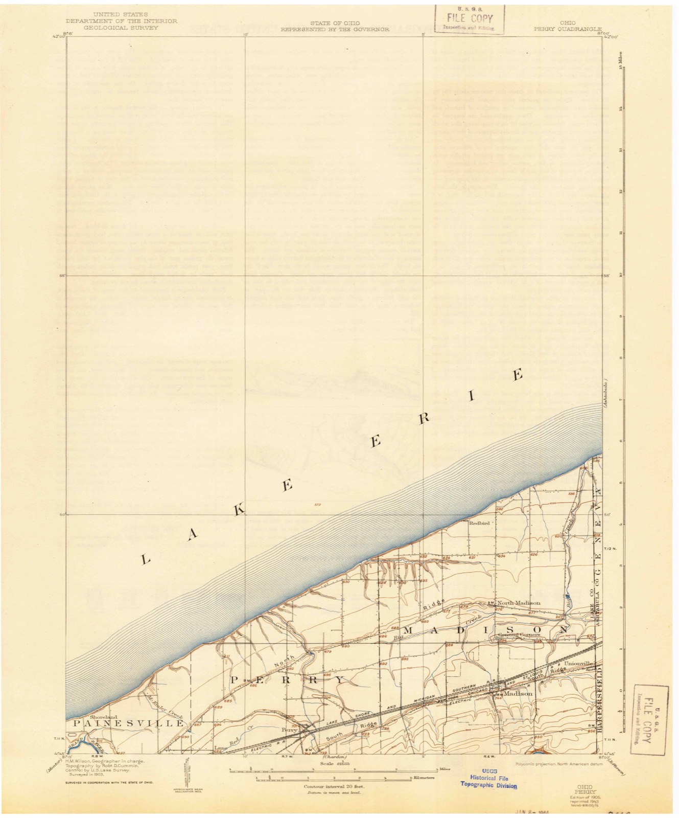 Topographic sheet of Lane, surveyed 1905