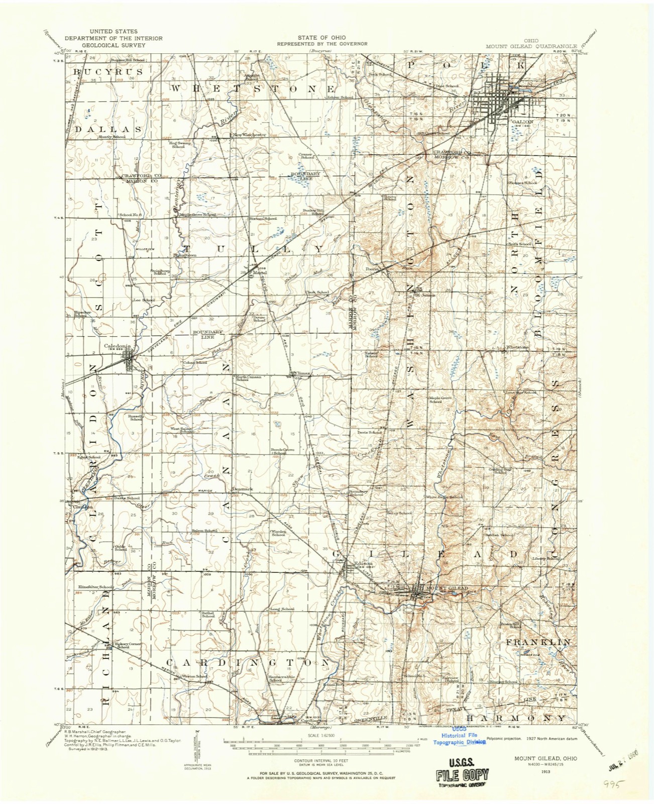 Topographic sheet of Denmark, surveyed 1913
