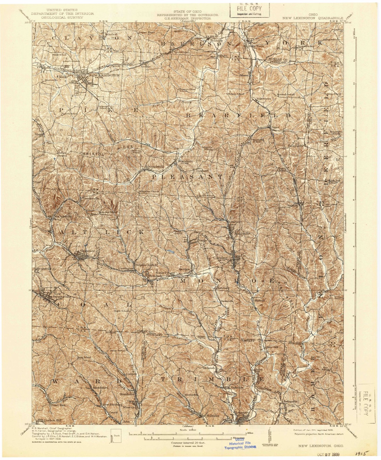 Topographic sheet of Coalgate, surveyed 1911