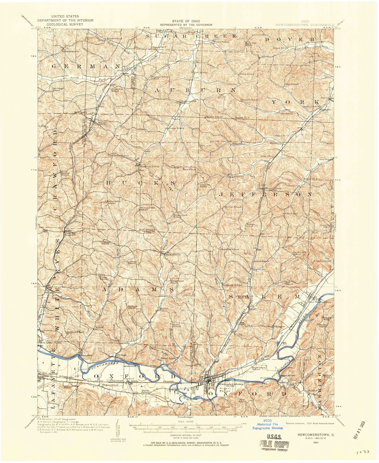 Topographic sheet of Orange, surveyed 1911