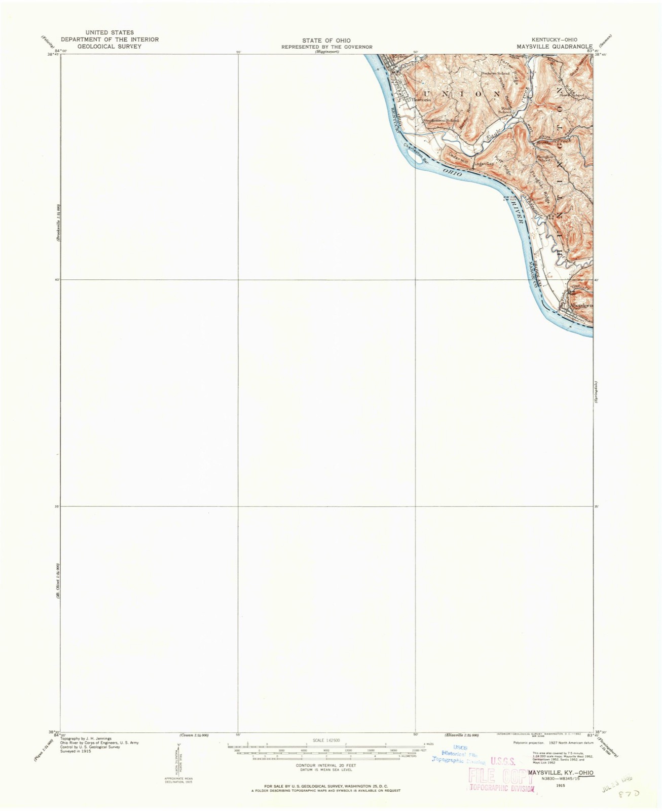 Topographic sheet of Ripley, surveyed 1915