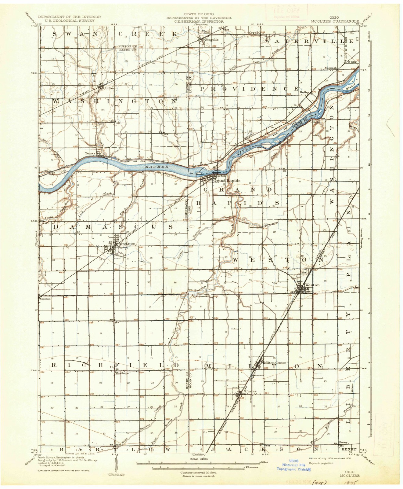 Topographic sheet of Colton, surveyed 1909