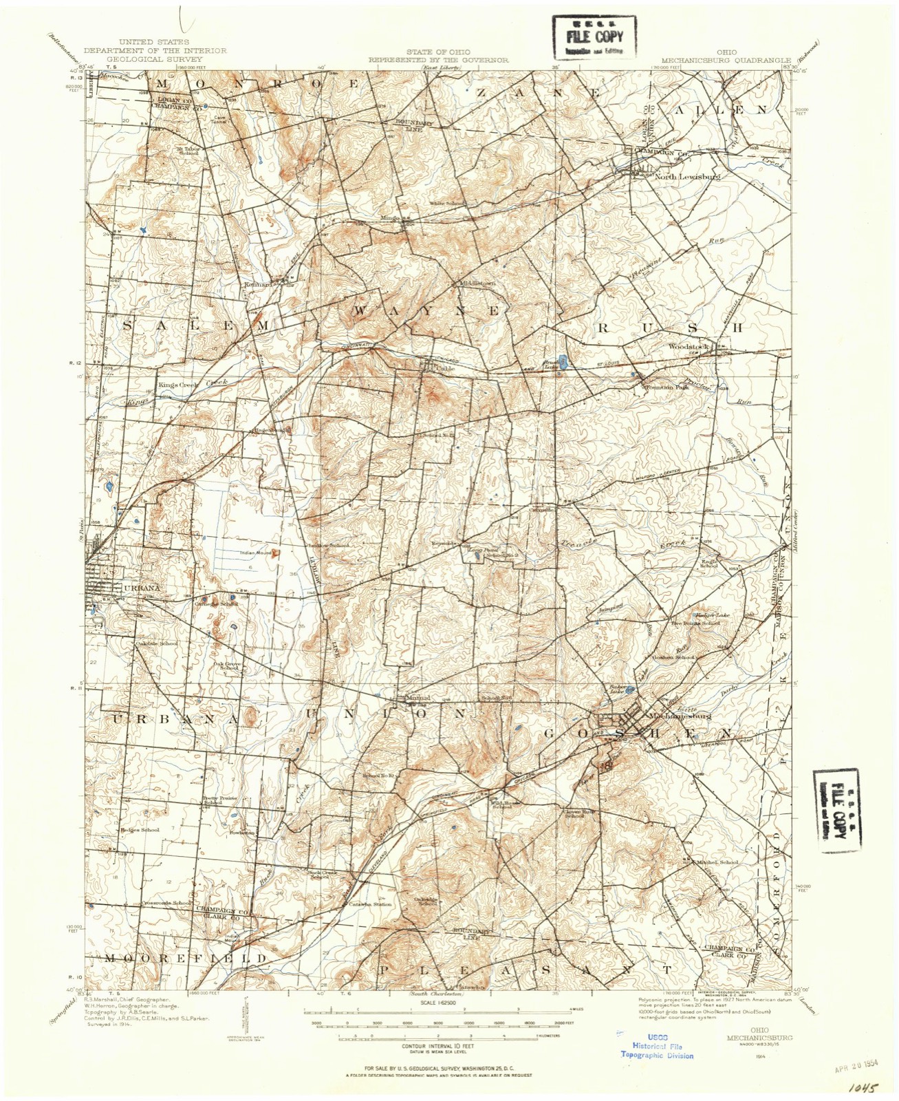 Topographic sheet of Mutual, surveyed 1914
